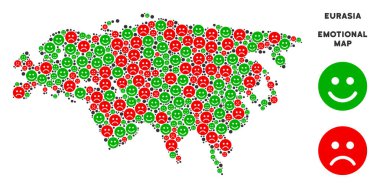 Vektör duygusal Eurasia harita kompozisyon Emojis