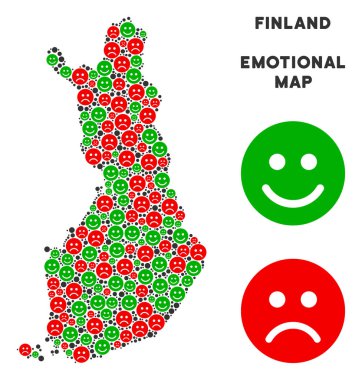 Vektör duygu Finlandiya harita mozaik suratlar