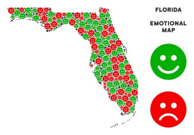 Vektör duygusal Florida harita mozaik suratlar