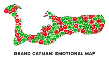 Vektör duygu Grand Cayman Adaları'ndaki harita kompozisyon suratlar