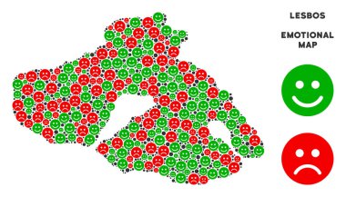 Emojis vektör mutluluk Yunan Midilli (ada) harita bileşimi