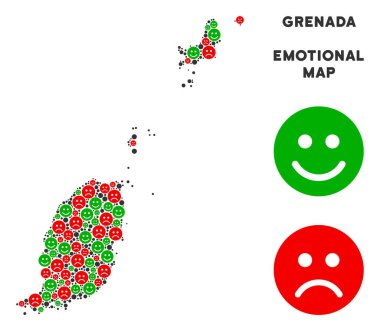 Vektör mutluluk Grenada harita mozaik suratlar