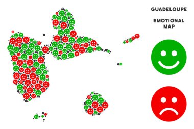 Vektör duygusal Guadeloupe harita kompozisyon suratlar