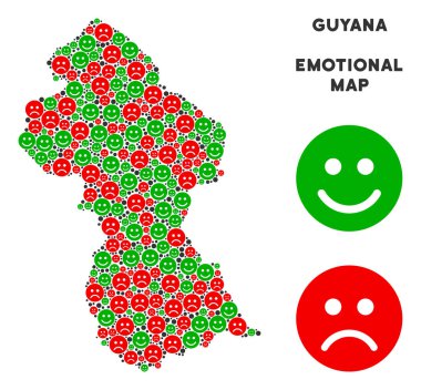 Vektör duygu Guyana Haritası kolaj Emojis