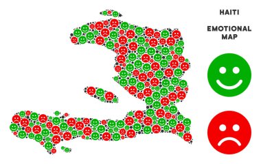 Vektör duygusal Haiti harita kompozisyon suratlar