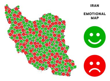 Vektör mutluluk Iran harita kompozisyon Emojis