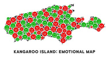 Vektör duygusal Kanguru Adası harita mozaik suratlar