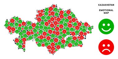Vektör duygu Kazakistan harita kolaj suratlar