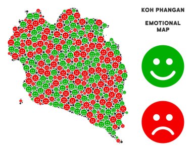 Vektör duygu Koh Samui Tayland Adası harita mozaik suratlar