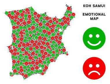 Vektör mutluluk Koh Samui Haritası mozaik suratlar