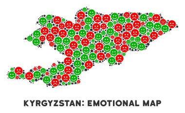 Vektör duygusal Kırgızistan harita kolaj suratlar