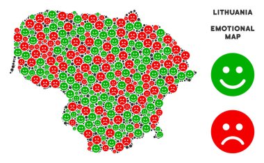 Vektör duygusal Litvanya harita kolaj Emojis