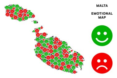 Vektör duygu Malta Island harita kompozisyon suratlar