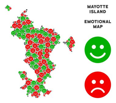 Vektör mutluluk Mayotte Adası harita kompozisyon suratlar