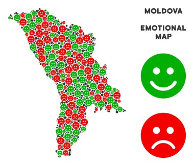 Vektör mutluluk Moldova harita mozaik Emojis