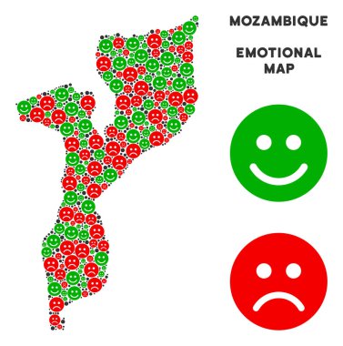 Vektör duygusal Mozambik Haritası mozaik Emojis