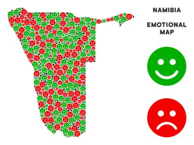 Vektör duygusal Namibya Haritası mozaik suratlar
