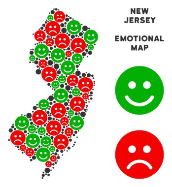 Vektör mutluluk yeni Jersey eyalet harita kolaj suratlar