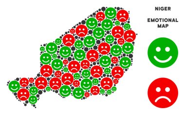 Vektör mutluluk Nijer harita mozaik Emojis