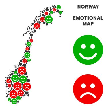 Vektör duygusal Norveç harita kolaj Emojis