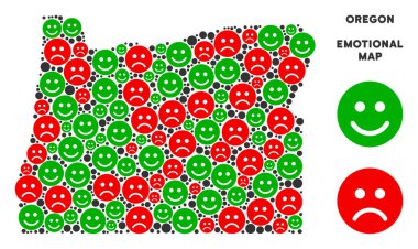 Vektör duygusal Oregon State harita mozaik suratlar