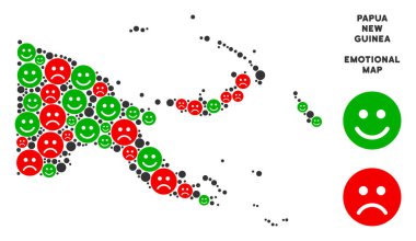 Vektör duygu Papua Yeni Gine Haritası kompozisyon Emojis