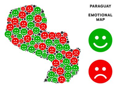 Vektör duygusal Paraguay harita kolaj Emojis