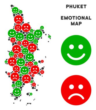 Vektör duygu Phuket harita kolaj Emojis