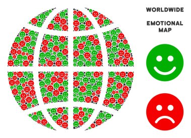 Vektör duygusal gezegen Dünya mozaik suratlar