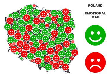 Vektör duygusal Polonya harita kolaj Emojis