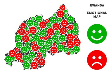 Vektör duygu Ruanda harita mozaik Emojis