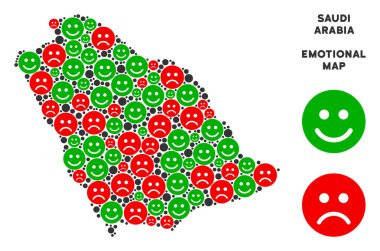 Vektör duygusal Suudi Arabistan harita mozaik Emojis