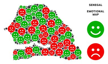 Vektör duygusal Senegal harita kompozisyon suratlar