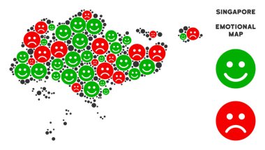 Vektör mutluluk Singapur harita mozaik Emojis