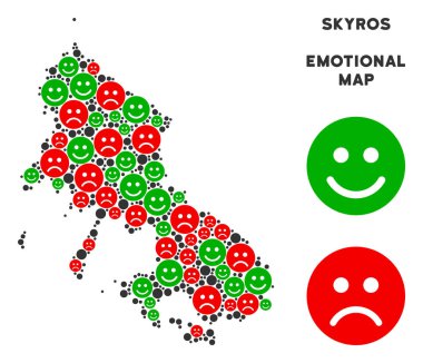 Vektör mutluluk Skyros Yunan Adası Emojis harita bileşimi