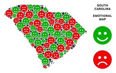 Vektör duygu Güney Carolina eyalet harita kolaj suratlar