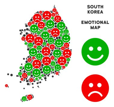 Vektör mutluluk Güney Kore harita mozaik suratlar