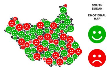 Vektör mutluluk Güney Sudan harita kolaj suratlar