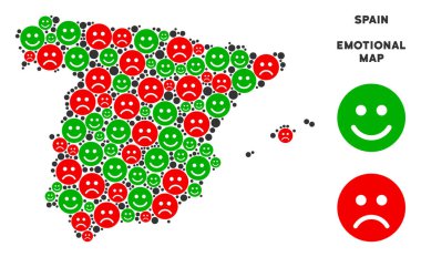 Vektör duygusal İspanya harita kompozisyon Emojis