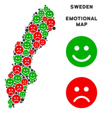 Vektör mutluluk İsveç harita mozaik suratlar