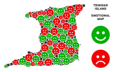 Vektör duygusal Trinidad ada harita kompozisyon Emojis