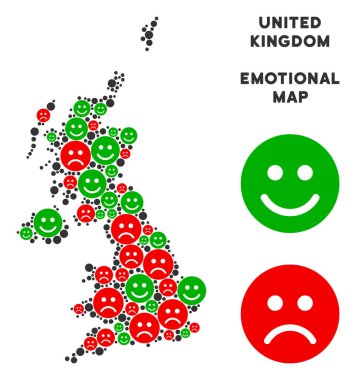 Vektör duygu İngiltere harita kompozisyon Emojis
