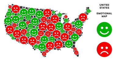 Vektör duygu ABD harita kompozisyon suratlar