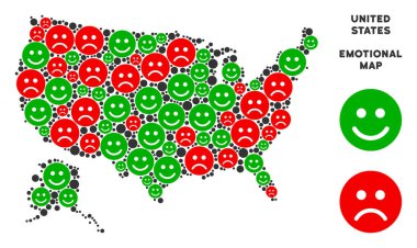 Vektör mutluluk Usa Alaska harita Emojis kompozisyonu ile