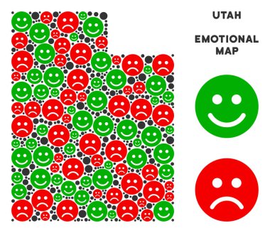 Emojis vektör mutluluk Utah State harita bileşimi
