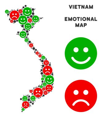 Vektör duygusal Vietnam harita kompozisyon Emojis