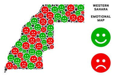 Vektör duygu Batı Sahra harita kompozisyon suratlar