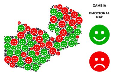Vektör duygusal Zambiya harita kompozisyon Emojis