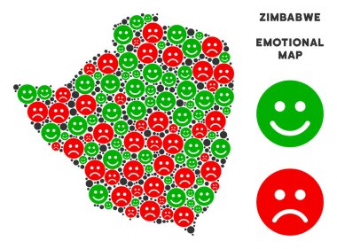 Vektör duygusal Zimbabve harita kolaj Emojis
