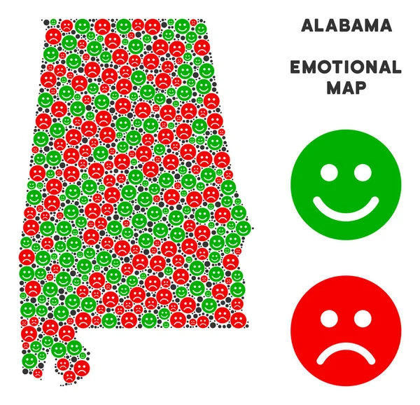 Vektör mutluluk Alabama Eyalet harita kompozisyon suratlar